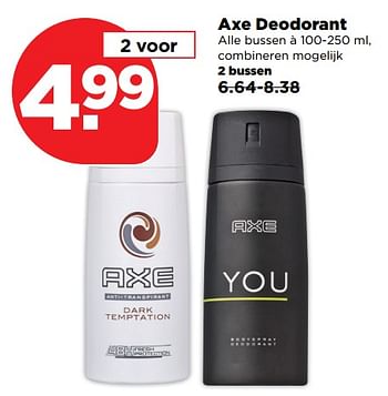 Aanbiedingen Axe deodorant - Axe - Geldig van 17/09/2017 tot 23/09/2017 bij Plus