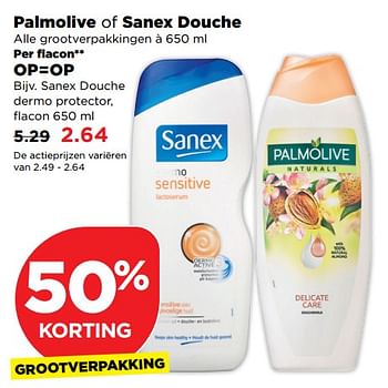 Aanbiedingen Sanex douche dermo protector - Palmolive - Geldig van 17/09/2017 tot 23/09/2017 bij Plus