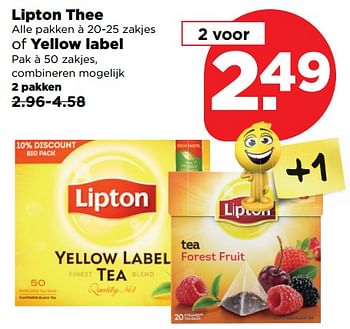 Aanbiedingen Lipton thee of yellow label - Lipton - Geldig van 17/09/2017 tot 23/09/2017 bij Plus