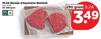 Aanbiedingen Plus blonde d`aquitaine biefstuk - Huismerk - Plus - Geldig van 17/09/2017 tot 23/09/2017 bij Plus