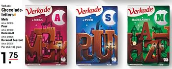 Aanbiedingen Chocoladeletters melk - Verkade - Geldig van 07/09/2017 tot 05/12/2017 bij Sligro