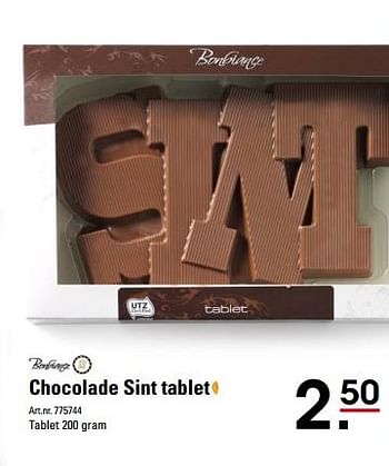 Aanbiedingen Chocolade sint tablet - Bonbiance - Geldig van 07/09/2017 tot 05/12/2017 bij Sligro