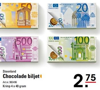 Aanbiedingen Chocolade biljet - Steenland Chocolats - Geldig van 07/09/2017 tot 05/12/2017 bij Sligro