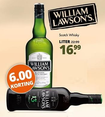 Aanbiedingen William lawson`s scotch whisky - William Lawson's - Geldig van 14/09/2017 tot 23/09/2017 bij Mitra