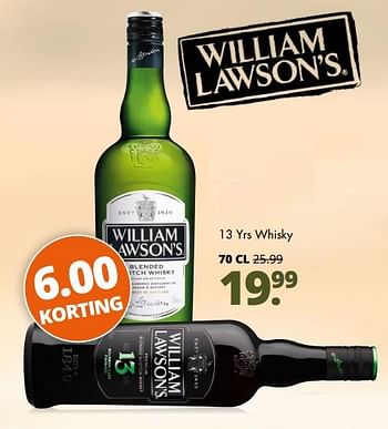 Aanbiedingen William lawson`s 13 yrs whisky - William Lawson's - Geldig van 14/09/2017 tot 23/09/2017 bij Mitra