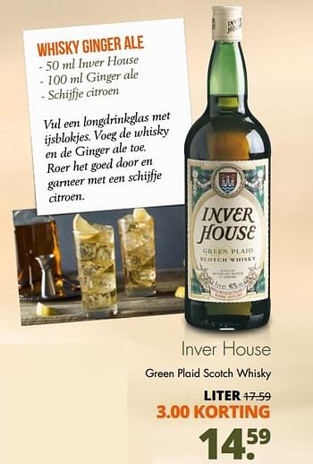Aanbiedingen Inver house green plaid scotch whisky - Inver House  - Geldig van 14/09/2017 tot 23/09/2017 bij Mitra
