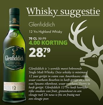 Aanbiedingen Glenfiddich 12 yrs highland whisky - Glenfiddich - Geldig van 14/09/2017 tot 23/09/2017 bij Mitra