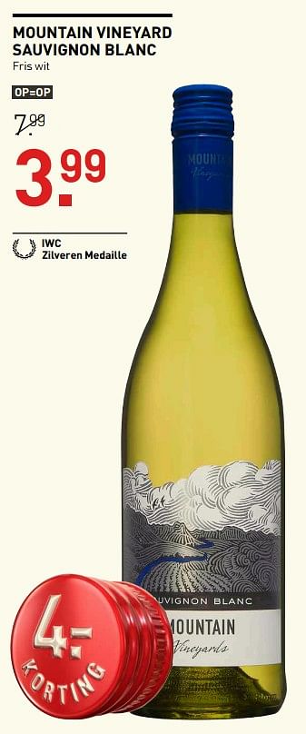 Aanbiedingen Mountain vineyard sauvignon blanc - Witte wijnen - Geldig van 14/09/2017 tot 24/09/2017 bij Gall & Gall