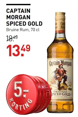 Aanbiedingen Captain morgan spiced gold bruine rum - Captain Morgan - Geldig van 14/09/2017 tot 24/09/2017 bij Gall & Gall
