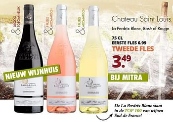Aanbiedingen Chateau saint louis la perdrix blanc - Witte wijnen - Geldig van 14/09/2017 tot 23/09/2017 bij Mitra