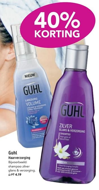 Aanbiedingen Guhl shampoo zilver glans + verzorging - Guhl - Geldig van 14/09/2017 tot 24/09/2017 bij D.I.O. Drogist