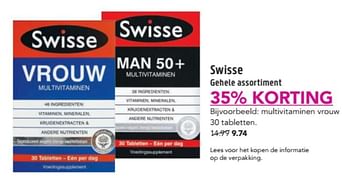 Aanbiedingen Swisse multivitaminen vrouw - Swisse  - Geldig van 14/09/2017 tot 24/09/2017 bij D.I.O. Drogist