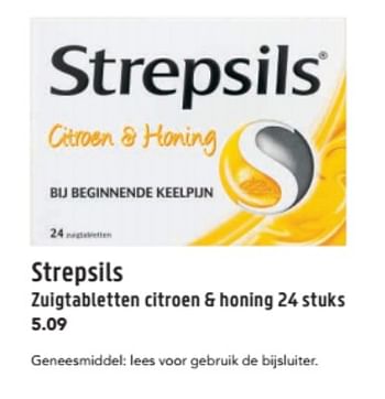 Aanbiedingen Strepsils zuigtabletten citroen + honing - Strepsils - Geldig van 14/09/2017 tot 24/09/2017 bij D.I.O. Drogist