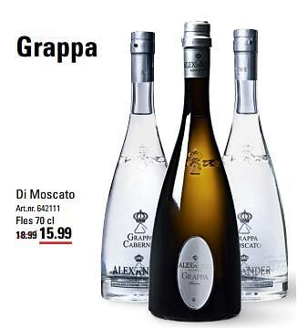 Aanbiedingen Grappa di moscato - Witte wijnen - Geldig van 14/09/2017 tot 02/10/2017 bij Sligro