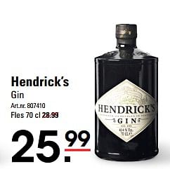 Aanbiedingen Hendrick`s gin - Hendrick's - Geldig van 14/09/2017 tot 02/10/2017 bij Sligro