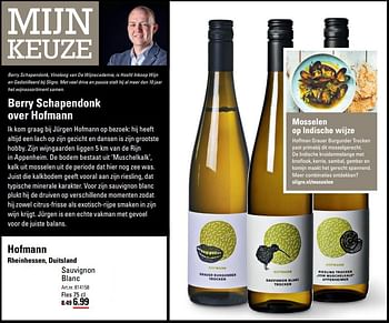 Aanbiedingen Hofmann rheinhessen, duitsland sauvignon blanc - Witte wijnen - Geldig van 14/09/2017 tot 02/10/2017 bij Sligro