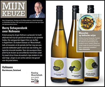 Aanbiedingen Hofmann rheinhessen, duitsland riesling muschelkalk - Witte wijnen - Geldig van 14/09/2017 tot 02/10/2017 bij Sligro