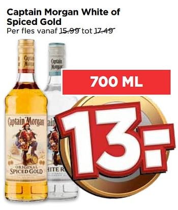 Aanbiedingen Captain morgan white of spiced gold - Captain Morgan - Geldig van 17/09/2017 tot 23/09/2017 bij Vomar