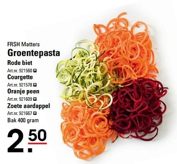 Aanbiedingen Frsh matters groentepasta rode biet - Huismerk - Sligro - Geldig van 14/09/2017 tot 02/10/2017 bij Sligro