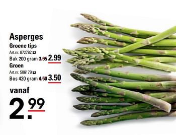 Aanbiedingen Asperges groene tips - Huismerk - Sligro - Geldig van 14/09/2017 tot 02/10/2017 bij Sligro