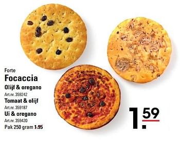 Aanbiedingen Forte focaccia olijf + oregano - Forte - Geldig van 14/09/2017 tot 02/10/2017 bij Sligro