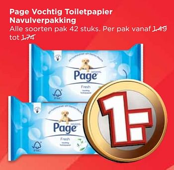 Aanbiedingen Page vochtig toiletpapier navulverpakking - Page - Geldig van 17/09/2017 tot 23/09/2017 bij Vomar