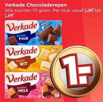 Aanbiedingen Verkade chocoladerepen - Verkade - Geldig van 17/09/2017 tot 23/09/2017 bij Vomar