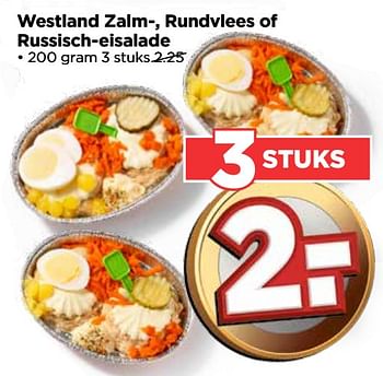 Aanbiedingen Westland zalm-, rundvlees of russisch-eisalade - Huismerk Vomar - Geldig van 17/09/2017 tot 23/09/2017 bij Vomar