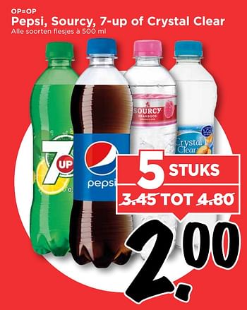 Aanbiedingen Pepsi, sourcy, 7-up of crystal clear - Huismerk Vomar - Geldig van 17/09/2017 tot 23/09/2017 bij Vomar