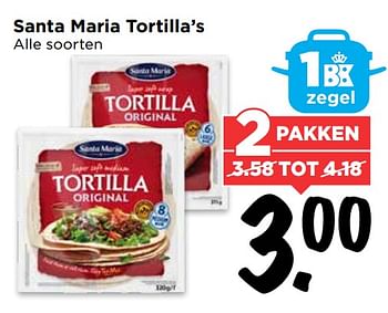 Aanbiedingen Santa maria tortilla`s - Santa Maria - Geldig van 17/09/2017 tot 23/09/2017 bij Vomar