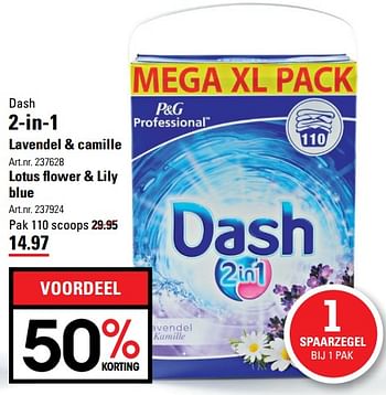 Aanbiedingen Dash 2-in-1 lavendel + camille - Dash - Geldig van 14/09/2017 tot 02/10/2017 bij Sligro