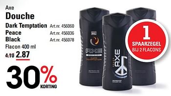 Aanbiedingen Axe douche dark temptation - Axe - Geldig van 14/09/2017 tot 02/10/2017 bij Sligro