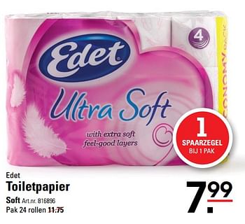 Aanbiedingen Edet toiletpapier soft - Edet - Geldig van 14/09/2017 tot 02/10/2017 bij Sligro