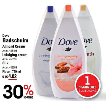 Aanbiedingen Dove badschuim almond cream - Dove - Geldig van 14/09/2017 tot 02/10/2017 bij Sligro