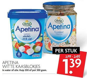 Aanbiedingen Apetina witte kaasblokjes - Arla - Geldig van 17/09/2017 tot 23/09/2017 bij Deka Markt