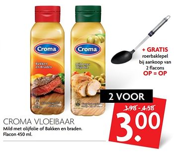 Aanbiedingen Croma vloeibaar mild met olijfolie of bakken en braden - Croma - Geldig van 17/09/2017 tot 23/09/2017 bij Deka Markt