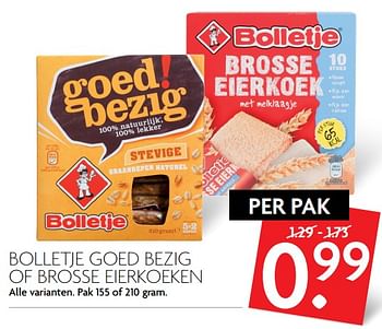 Aanbiedingen Bolletje goed bezig of brosse eierkoeken - Bolletje - Geldig van 17/09/2017 tot 23/09/2017 bij Deka Markt