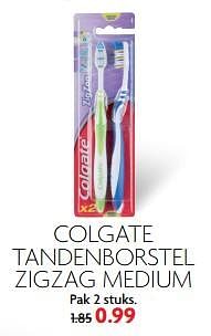 Aanbiedingen Colgate tandenborstel zigzag medium - Colgate - Geldig van 17/09/2017 tot 23/09/2017 bij Deka Markt