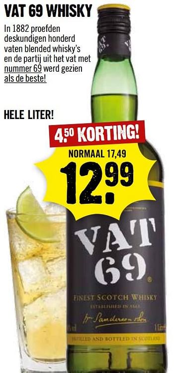 Aanbiedingen Vat 69 whisky - vat69 - Geldig van 17/09/2017 tot 23/09/2017 bij Dirk III