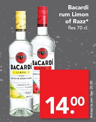 Aanbiedingen Bacardi rum limon of razz - Bacardi - Geldig van 17/09/2017 tot 23/09/2017 bij Deen Supermarkten