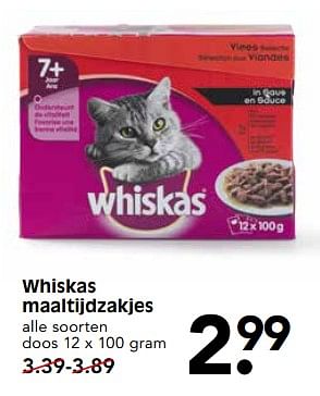 Aanbiedingen Whiskas maaltijdzakjes - Whiskas - Geldig van 17/09/2017 tot 23/09/2017 bij Em-té