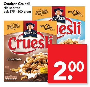 Aanbiedingen Quaker cruesli - Quaker - Geldig van 17/09/2017 tot 23/09/2017 bij Deen Supermarkten