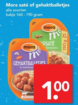 Aanbiedingen Mora saté of gehaktballetjes - Mora - Geldig van 17/09/2017 tot 23/09/2017 bij Deen Supermarkten