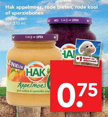 Aanbiedingen Hak appelmoes, rode bieten, rode kool of sperziebonen - Hak - Geldig van 17/09/2017 tot 23/09/2017 bij Deen Supermarkten