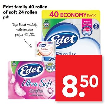 Aanbiedingen Edet family of soft - Edet - Geldig van 17/09/2017 tot 23/09/2017 bij Deen Supermarkten
