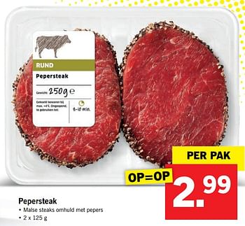 Aanbiedingen Pepersteak - Huismerk - Lidl - Geldig van 17/09/2017 tot 24/09/2017 bij Lidl