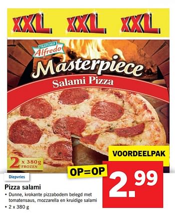 Aanbiedingen Pizza salami - Alfredo - Geldig van 17/09/2017 tot 24/09/2017 bij Lidl