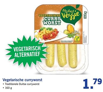 Aanbiedingen Vegetarische curryworst - My Best Veggie - Geldig van 17/09/2017 tot 24/09/2017 bij Lidl