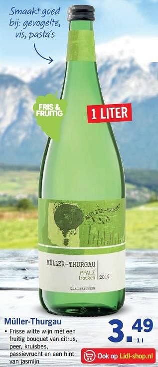 Aanbiedingen Müller-thurgau - Witte wijnen - Geldig van 17/09/2017 tot 24/09/2017 bij Lidl