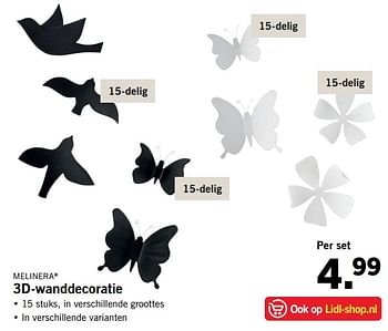 Aanbiedingen Melinera 3d-wanddecoratie - Melinera - Geldig van 17/09/2017 tot 24/09/2017 bij Lidl